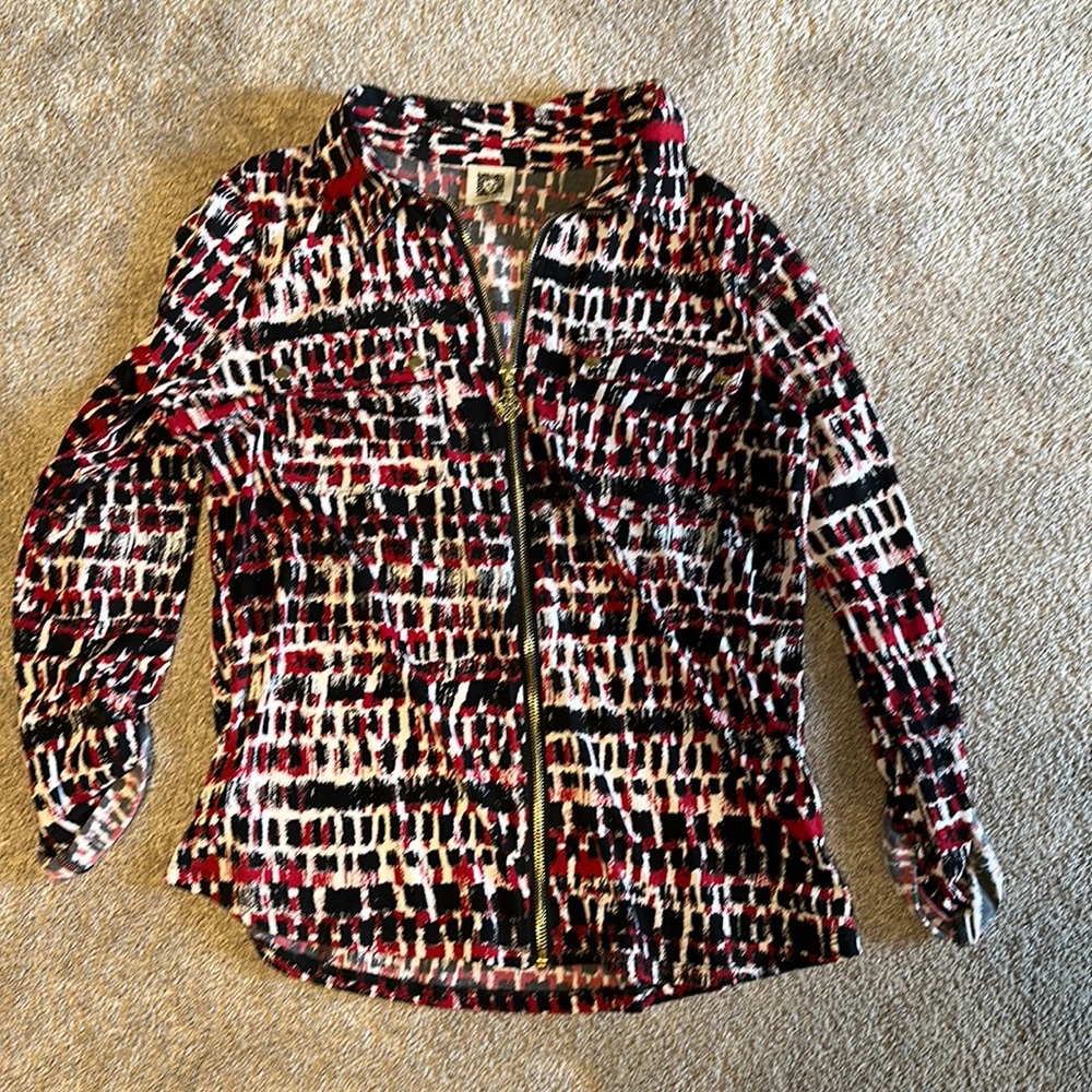 Anne Klein women’s small dress shirt red, black and white